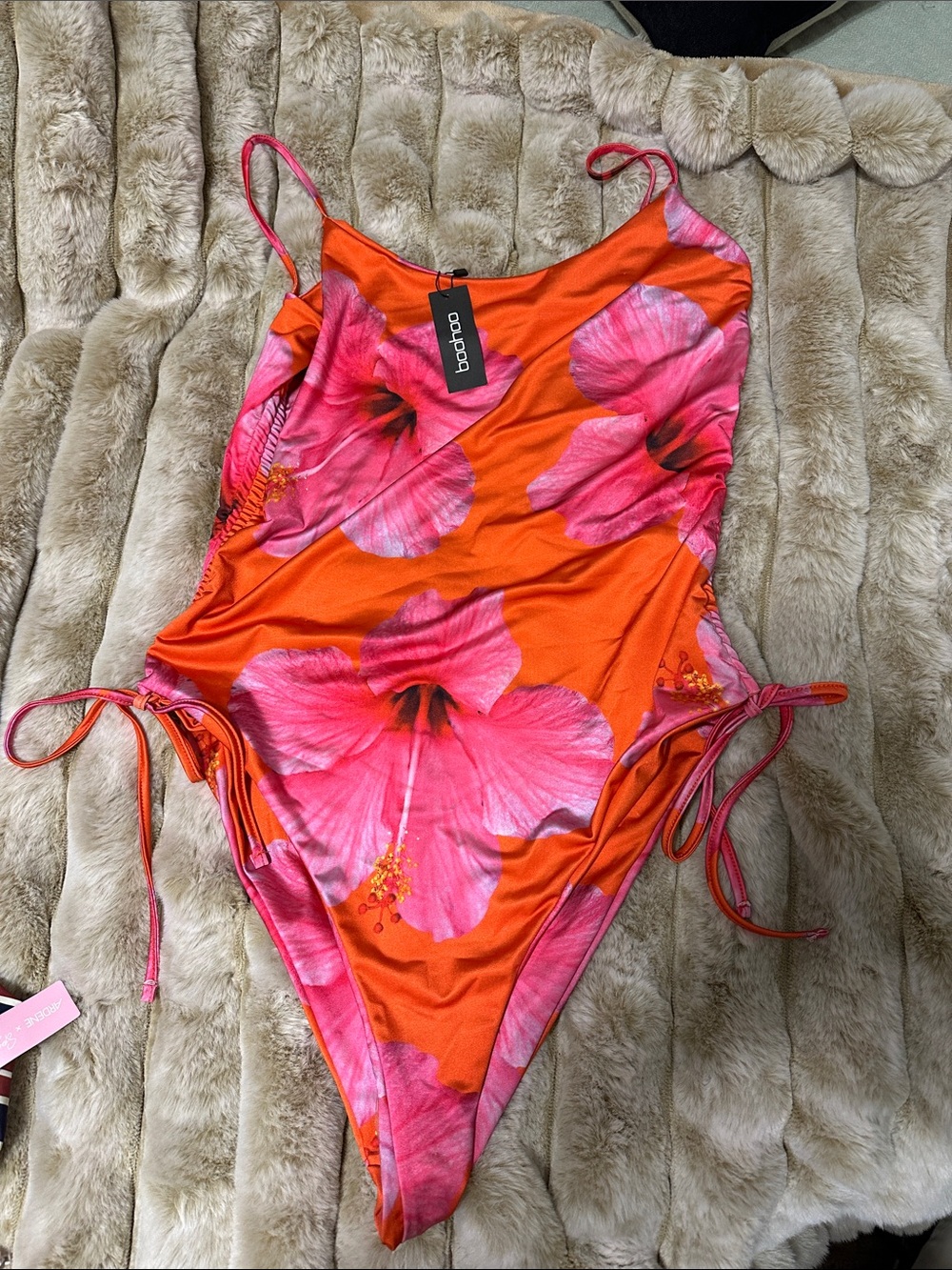 Floral tie side one piece swim suit NWT, 22